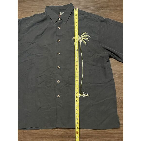 Bamboo Cay 2XL Black Palm Tree Embroidered Modal Blend Button Up S/S Shirt - Picture 7 of 7